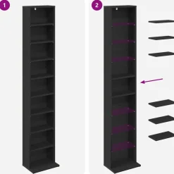 vidaXL CD Kast Zwart eiken 33 x 23,5 x 175 cm Bewerkt hout
