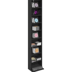 vidaXL CD Kast Zwart eiken 33 x 23,5 x 175 cm Bewerkt hout