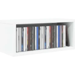 vidaXL CD Opbergrek Wit 40 x 17 x 17 cm Bewerkt hout