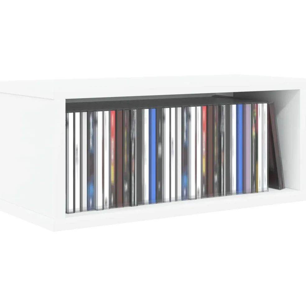 vidaXL CD Opbergrek Wit 40 x 17 x 17 cm Bewerkt hout