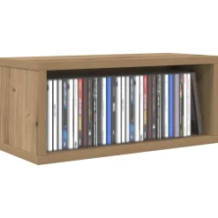 vidaXL CD Opslag Rek Artisanaal eiken 40 x 17 x 17 cm Bewerkt hout