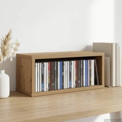 vidaXL CD Opslag Rek Artisanaal eiken 40 x 17 x 17 cm Bewerkt hout