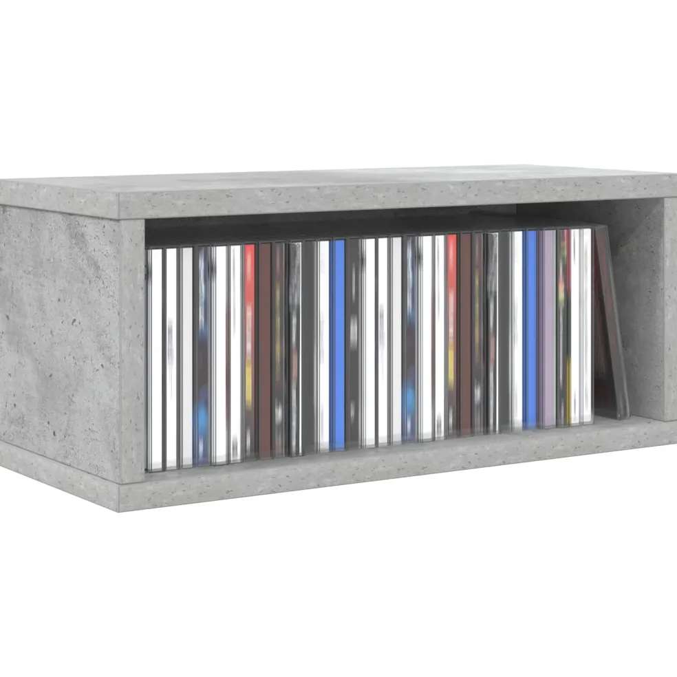 vidaXL CD Opslag Rek Betongrijs 40 x 17 x 17 cm Bewerkt hout