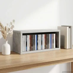 vidaXL CD Opslag Rek Betongrijs 40 x 17 x 17 cm Bewerkt hout