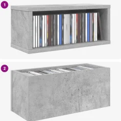 vidaXL CD Opslag Rek Betongrijs 40 x 17 x 17 cm Bewerkt hout