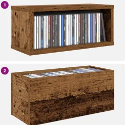 vidaXL CD Opslag Rek Eikenhout 40 x 17 x 17 cm Bewerkt hout