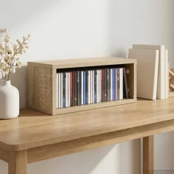 vidaXL CD Opslag Rek Sonoma Eiken 40 x 17 x 17 cm Bewerkt hout