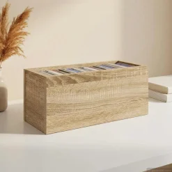 vidaXL CD Opslag Rek Sonoma Eiken 40 x 17 x 17 cm Bewerkt hout