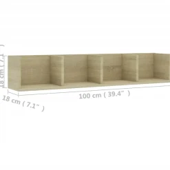 vidaXL Cd-wandschap 100x18x18 cm bewerkt hout sonoma eikenkleurig