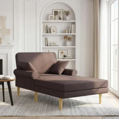 vidaXL Chaise longue Donkerbruin Stof