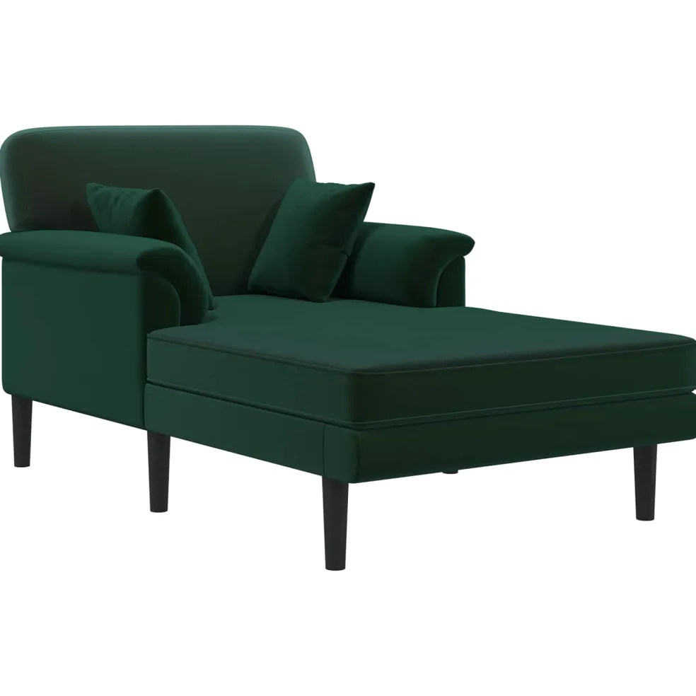 vidaXL Chaise longue Donkergroen fluweel