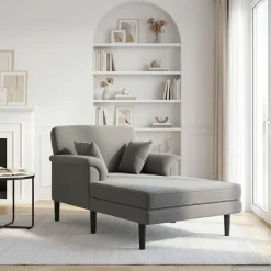 vidaXL Chaise longue Donkergrijs fluweel