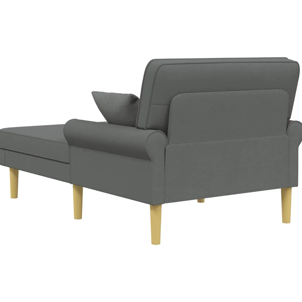 vidaXL Chaise longue Donkergrijs Stof