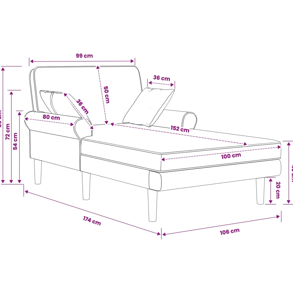 vidaXL Chaise longue Donkergrijs Stof