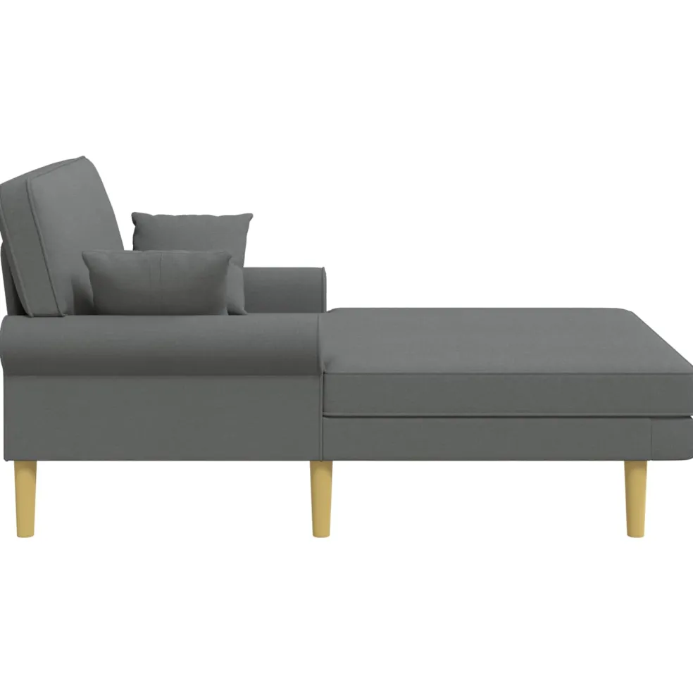 vidaXL Chaise longue Donkergrijs Stof