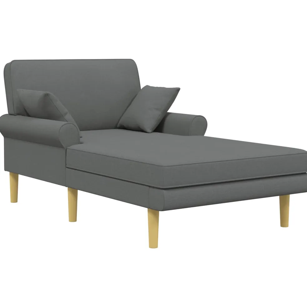 vidaXL Chaise longue Donkergrijs Stof