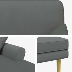vidaXL Chaise longue Donkergrijs Stof
