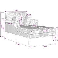 vidaXL Chaise longue Donkergrijs Katoenen stof