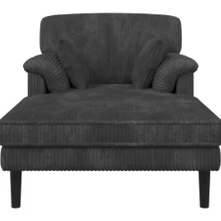 vidaXL Chaise longue Donkergrijs Katoenen stof
