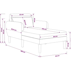 vidaXL Chaise longue Donkergrijs Grof geweven fluweel