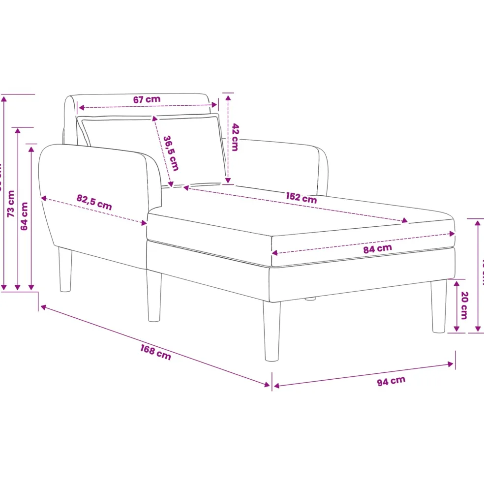 vidaXL Chaise longue Donkergrijs Grof geweven fluweel