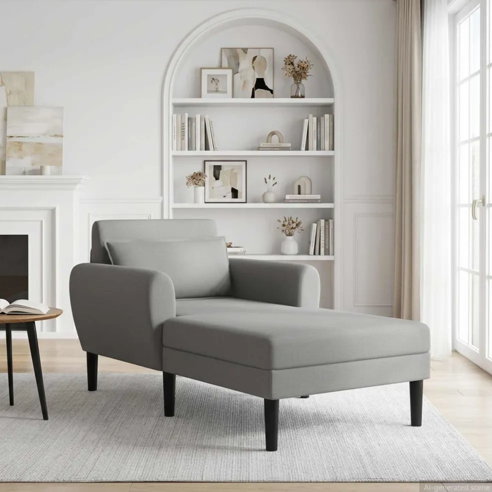 vidaXL Chaise longue Donkergrijs Grof geweven fluweel