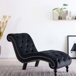 vidaXL Chaise longue fluweel zwart