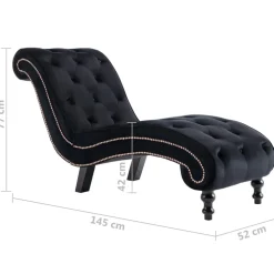 vidaXL Chaise longue fluweel zwart