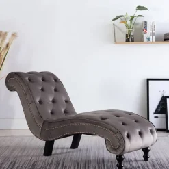 vidaXL Chaise longue fluweel grijs