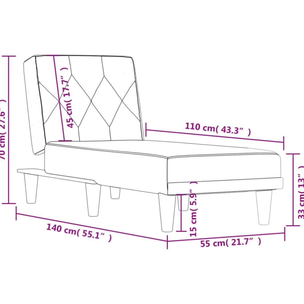 vidaXL Chaise longue fluweel zwart