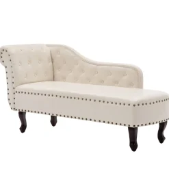 vidaXL Chaise longue kunstleer crèmewit