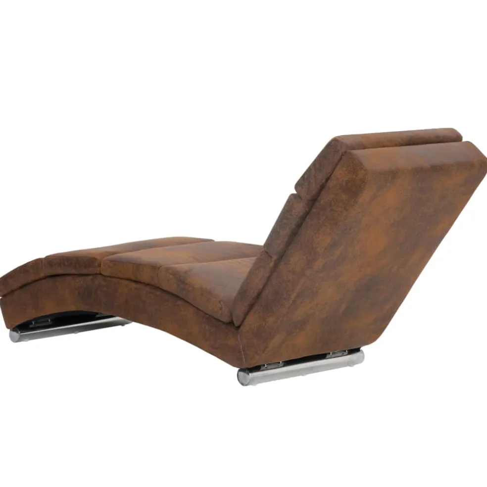vidaXL Chaise longue kunstsuède bruin