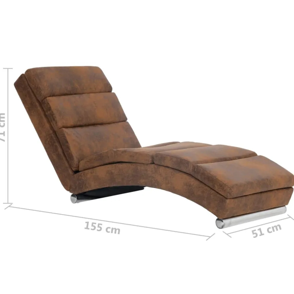 vidaXL Chaise longue kunstsuède bruin