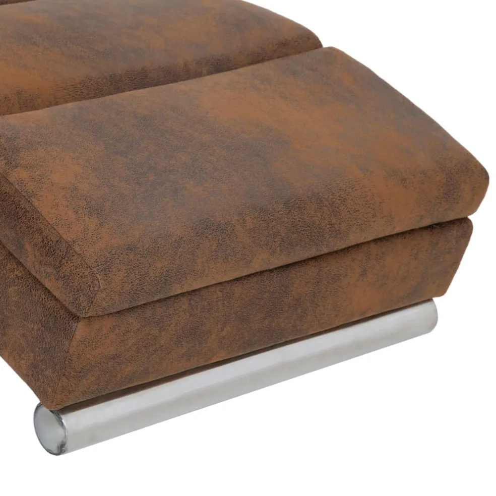 vidaXL Chaise longue kunstsuède bruin