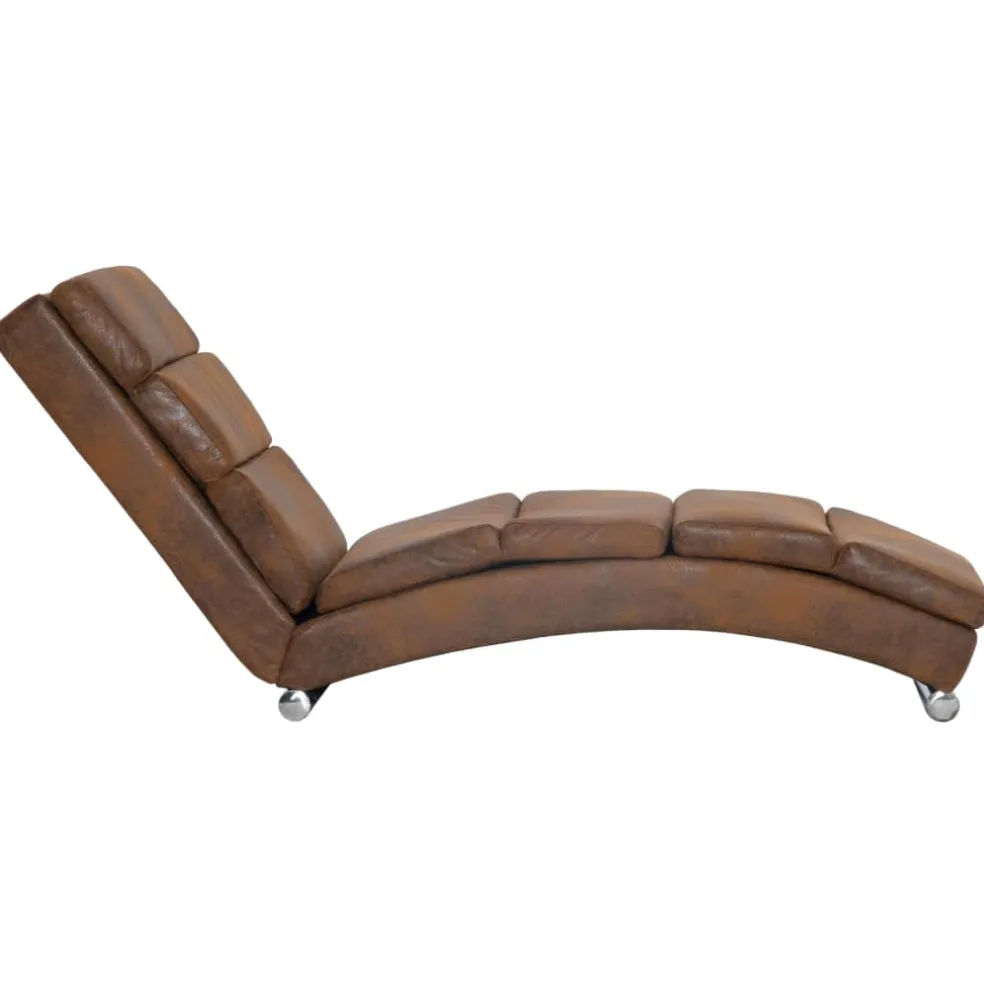 vidaXL Chaise longue kunstsuède bruin