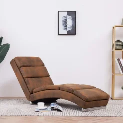 vidaXL Chaise longue kunstsuède bruin
