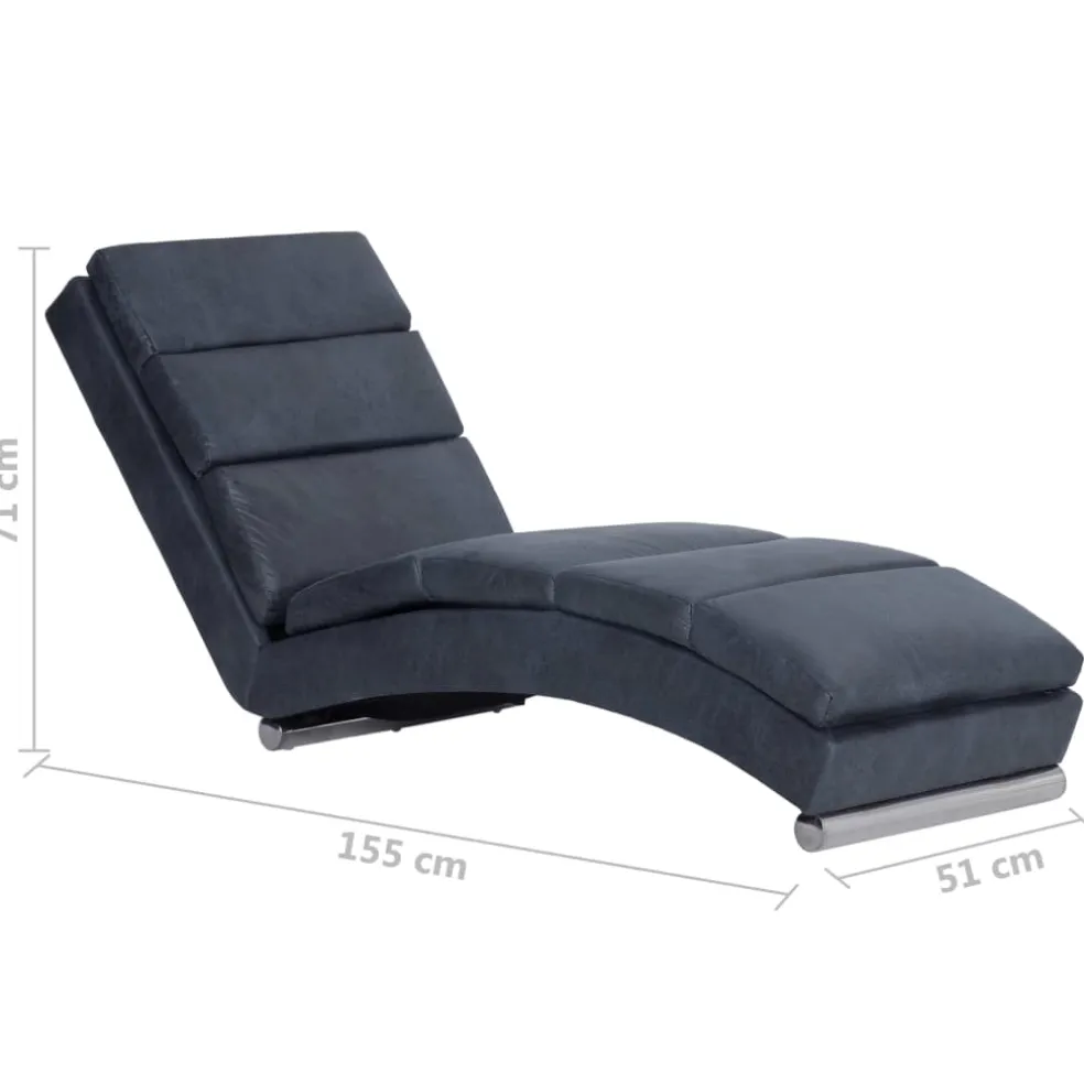 vidaXL Chaise longue kunstsuède grijs