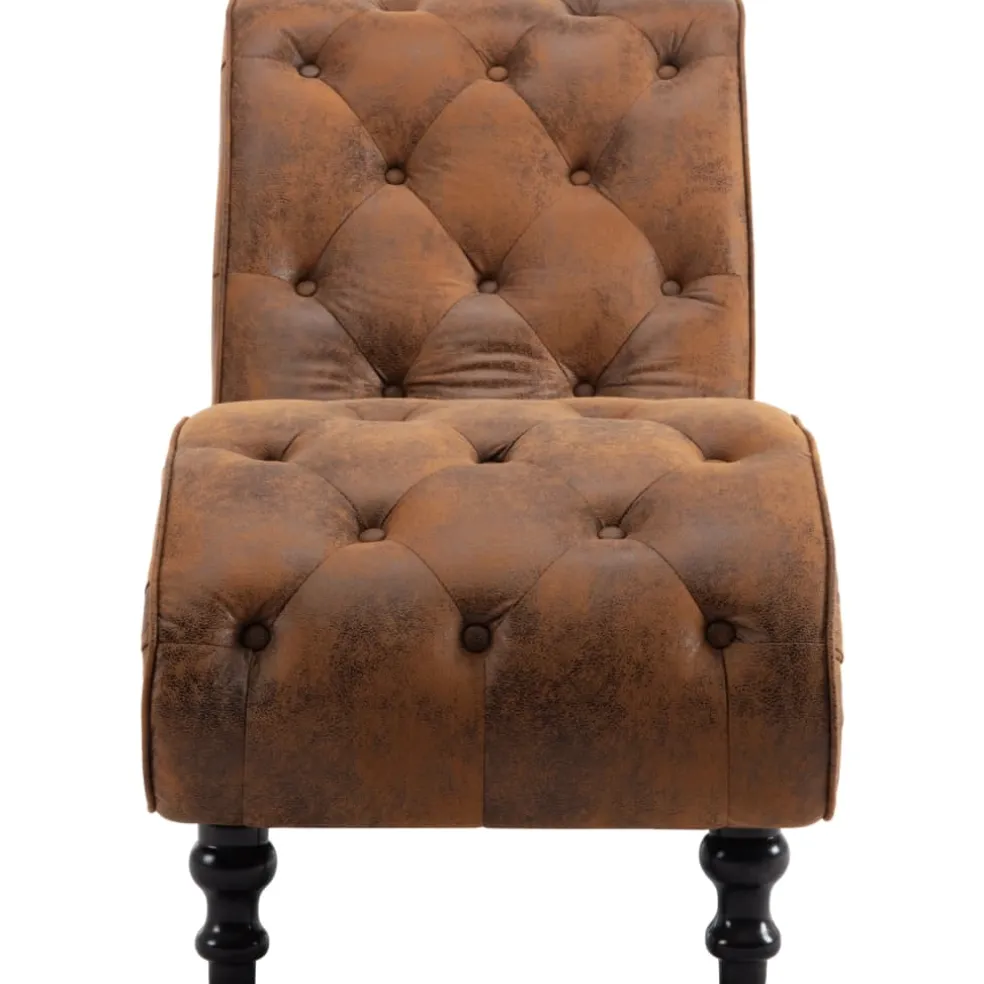 vidaXL Chaise longue kunstsuède bruin