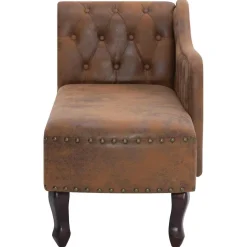 vidaXL Chaise longue kunstsuède bruin