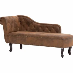 vidaXL Chaise longue kunstsuède bruin
