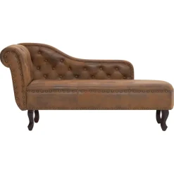 vidaXL Chaise longue kunstsuède bruin