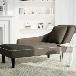vidaXL Chaise longue kussen en rechterarmleuning kunstleer donkergrijs