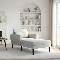 vidaXL Chaise longue Lichtgrijs Grof geweven fluweel