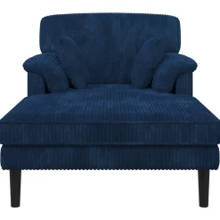 vidaXL Chaise longue Marineblauw Katoenen stof