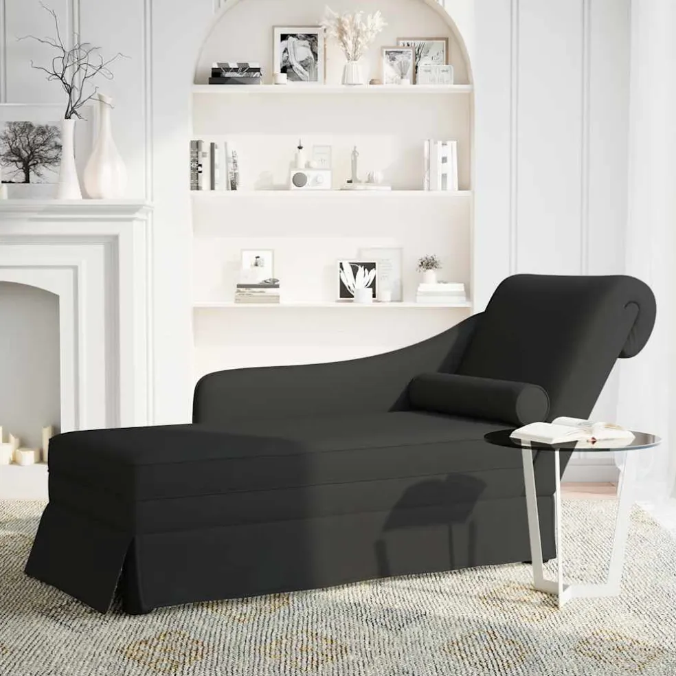 vidaXL Chaise longue met bolster en rechterarmleuning fluweel zwart