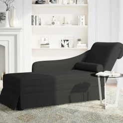 vidaXL Chaise longue met bolster en rechterarmleuning fluweel zwart