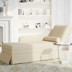 vidaXL Chaise longue met bolster en rechterarmleuning linnen