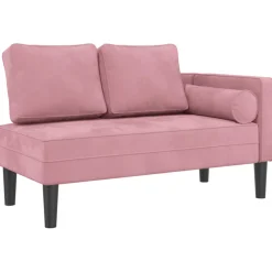 vidaXL Chaise longue met kussens fluweel roze