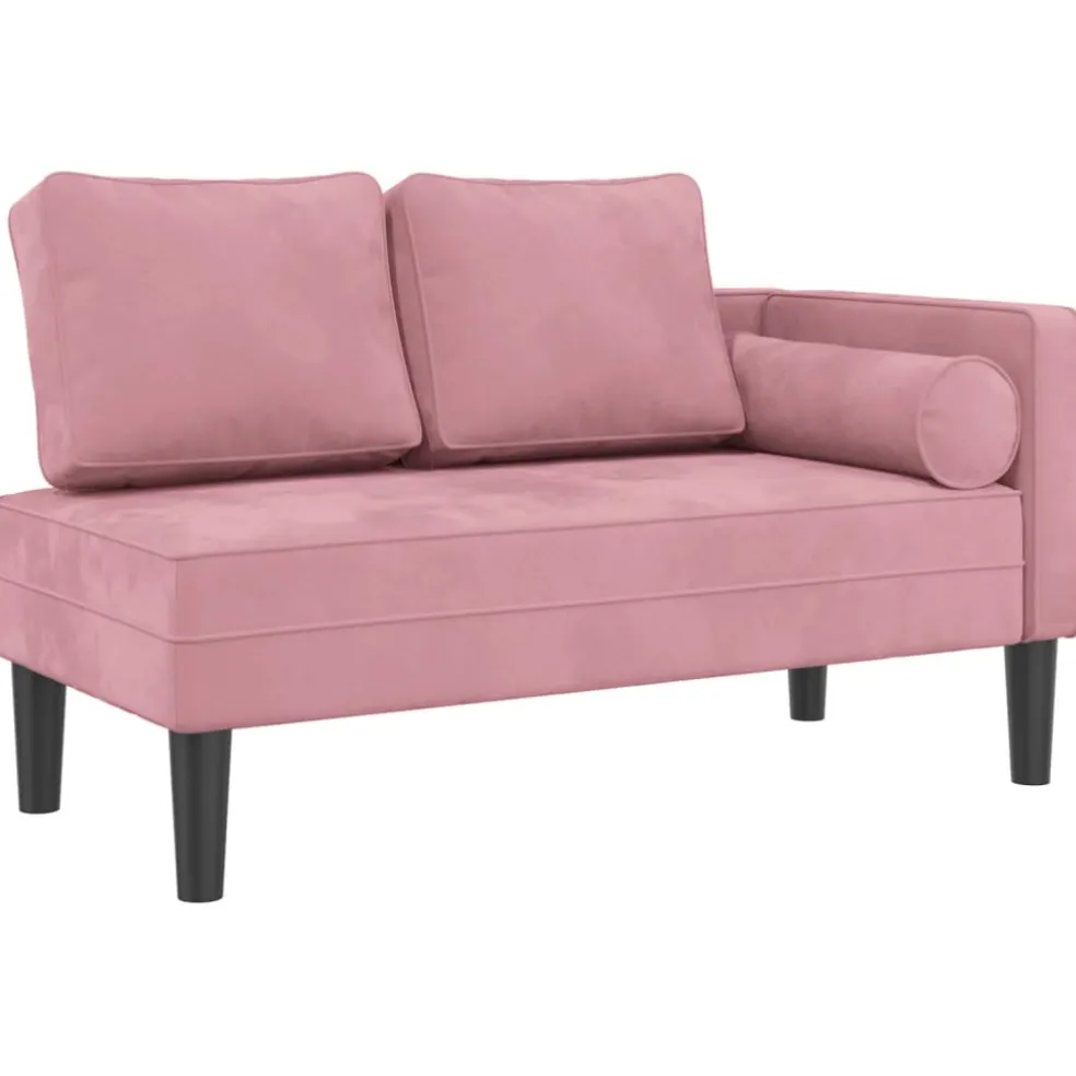 vidaXL Chaise longue met kussens fluweel roze