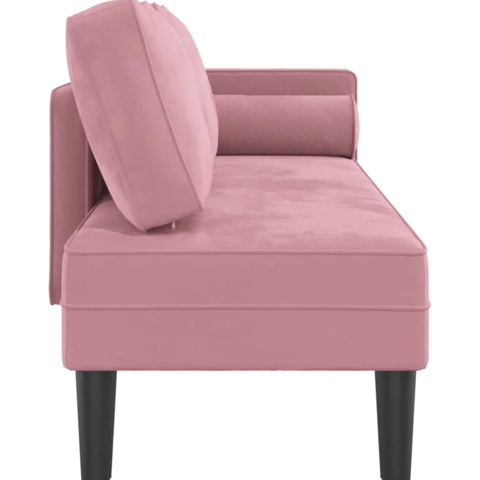 vidaXL Chaise longue met kussens fluweel roze